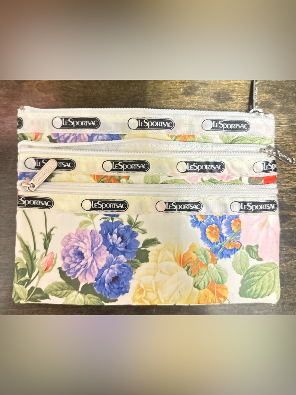 LeSportsac Floral Cosmetic Pouch in Blue, Yellow, Purple and Green